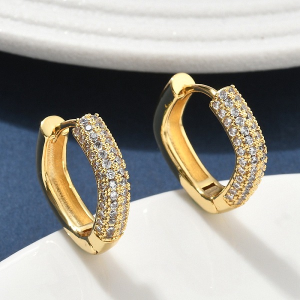 Boucles d'oreilles créoles en laiton zircon cubique micro pavé
