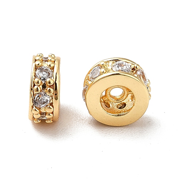 

PandaHall Brass Cubic Zirconia Beads, Real 18K Gold Plated, Column, Clear, 5.5x2.5mm, Hole: 0.9mm Brass+Cubic Zirconia Column Clear