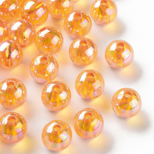 

PandaHall Transparent Acrylic Beads, AB Color Plated, Round, Orange, 10x9mm, Hole: 2mm, about 940pcs/500g Acrylic Round Orange