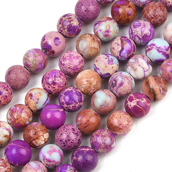 Brins de perles de jaspe impérial naturel