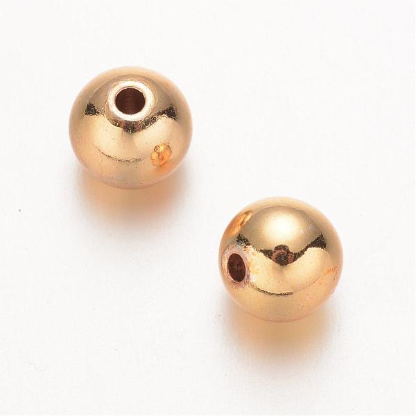 

PandaHall Round Brass Beads, Real 18K Gold Plated, 8mm, Hole: 2mm Brass Round