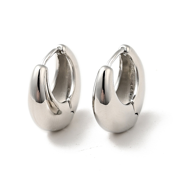 

PandaHall Rack Plating Brass Thick Hoop Earrings for Men Women, Platinum, 17x18x6mm, Pin: 0.8mm Brass Ring