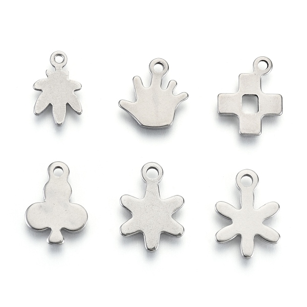 

PandaHall 201 Stainless Steel Charms, Laser Cut, Mixed Shapes, Stainless Steel Color, 11.5~14x7.5~10x0.7~0.8mm, Hole: 1.2~1.6mm, 6 patterns...