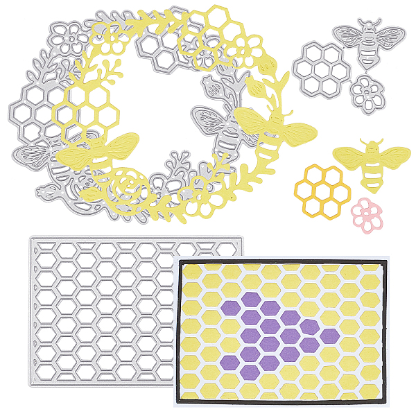 

PandaHall Gorgecraft Honeycomb Carbon Steel Cutting Dies Stencils, for DIY Scrapbooking/Photo Album, Decorative Embossing DIY Paper Card..., Silver