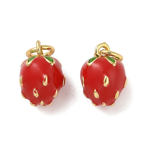 

PandaHall Rack Plating Brass Enamel Charm, with Jump Ring, Long-Lasting Plated, Cadmium Free & Lead Free, Strawberry Charm, Real 18K Gold..., Red
