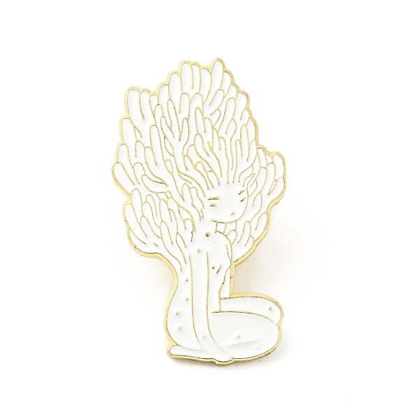 

PandaHall Mushroom Girl Enamel Pin, Gold Plated Alloy Cute Badge for Backpack Clothes, White, 30x17x1.5mm Alloy+Enamel White