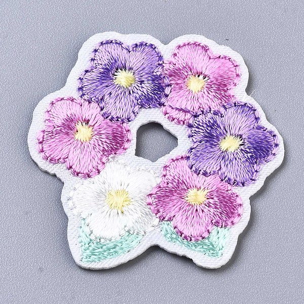 

PandaHall Flower Appliques, Computerized Embroidery Cloth Iron on/Sew on Patches, Costume Accessories, Plum, 32.5x32.5x1.5mm Cloth Flower..., Purple