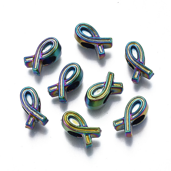 

PandaHall Rack Plating Rainbow Color Alloy European Beads, Large Hole Beads, Cadmium Free & Nickel Free & Lead Free, Scarf, 12x7x7mm, Hole...