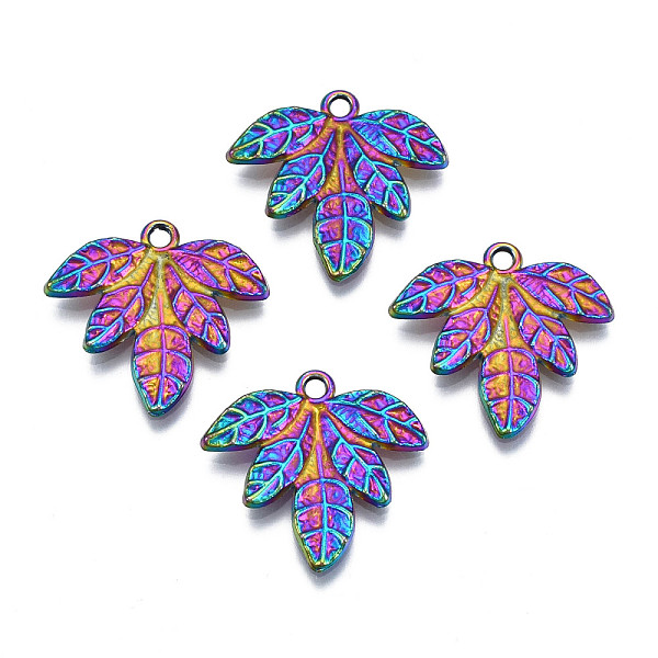 

PandaHall Rack Plating Rainbow Color Alloy Pendants, Cadmium Free & Nickel Free & Lead Free, Leaf, 21x22x2mm, Hole: 1.8mm Alloy Leaf