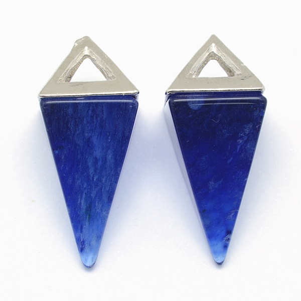 

PandaHall Watermelon Stone Glass Pendants, with Alloy Findings, Triangle, Platinum, 34x14x14.5mm, Hole: 4x6mm Watermelon Stone Triangle