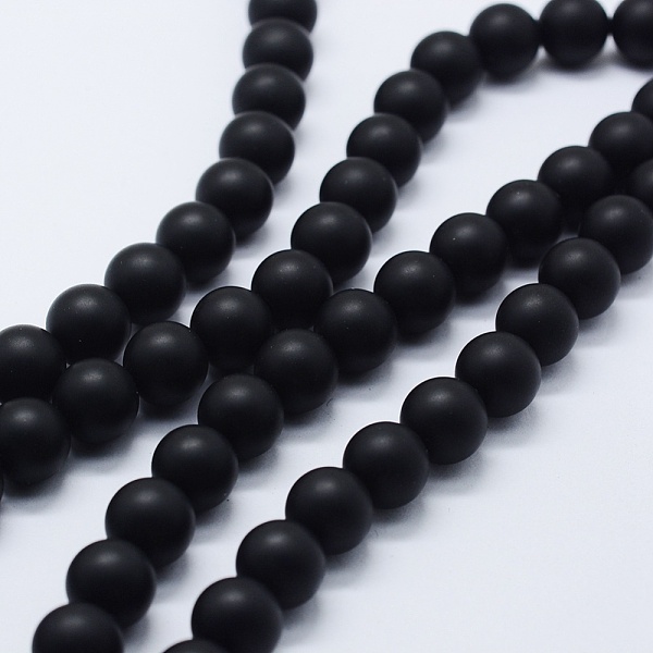 

PandaHall Natural Black Agate Beads Strands, Dyed & Heated, Round, Frosted, 10mm, Hole: 1.5mm, about 38pcs/strand, 14.96 inch(38cm) Black...