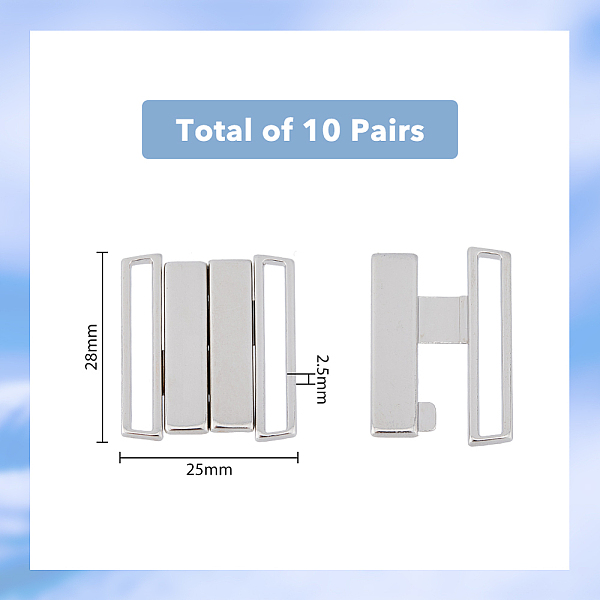 

PandaHall SUPERFINDINGS 10 Pairs Alloy Bikini Clips, Bra Clasp Replacement Part, Lingerie Front Closure, Silver, 28x25x2.5mm, Inner Diameter...