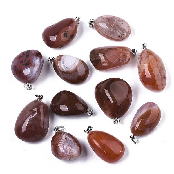 

PandaHall Natural Carnelian Pendants, with Stainless Steel Snap on Bails, Tumbled Stone, Nuggets, Stainless Steel Color, 26~33x15~23x11~15mm...