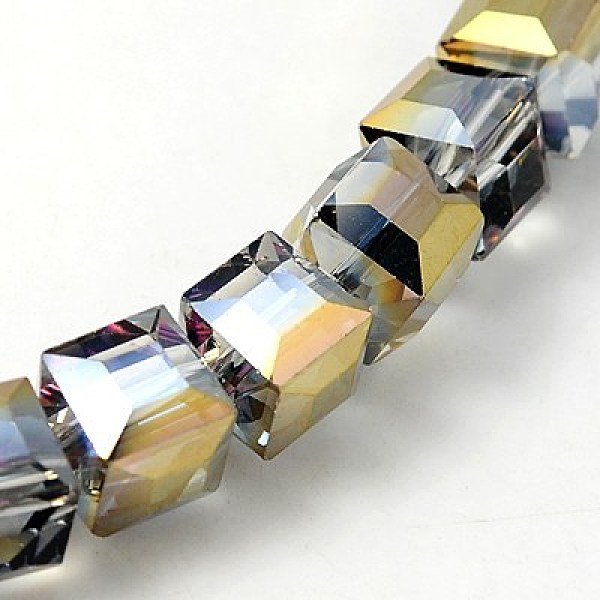 

PandaHall Electorplated Glass Beads, Rainbow Plated, Faceted, Cube, Slate Blue, 9x9x9mm, Hole: 1mm Glass Cube Blue