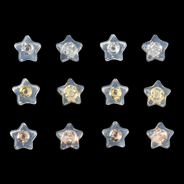

PandaHall 16Pcs 4 Colors Silicone Ear Nuts, Earring Backs, with Brass Findings, Star, Cadmium Free & Nickel Free & Lead Free, Mixed Color..., Clear