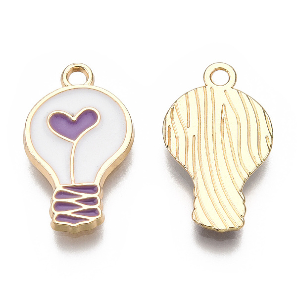 

PandaHall Alloy Enamel Pendants, Light Gold, Bulb, White, 20x12x2mm, Hole: 1.8mm Alloy+Enamel Others White