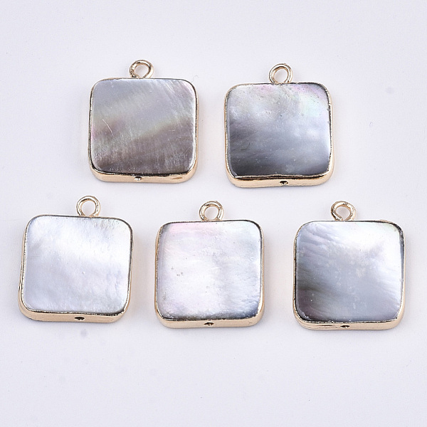 

PandaHall Natural Black Lip Shell Pendants, with Edge Brass Golden Plated and Iron Loops, Half Drilled, Square, 18x15x3.5mm, Hole: 1~1.8mm...