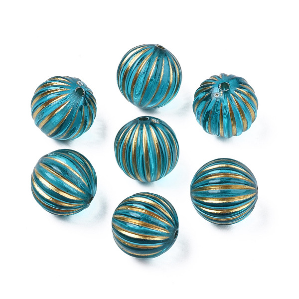 

PandaHall Plating Acrylic Beads, Metal Enlaced, Round, Dark Turquoise, 12mm, Hole: 1.5mm Acrylic Round