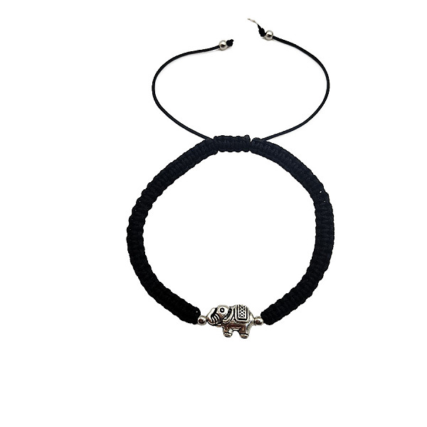 

PandaHall Alloy Elephant Bead Braided Bead Bracelets, Adjustable Cord Bracelets for Women Men Alloy