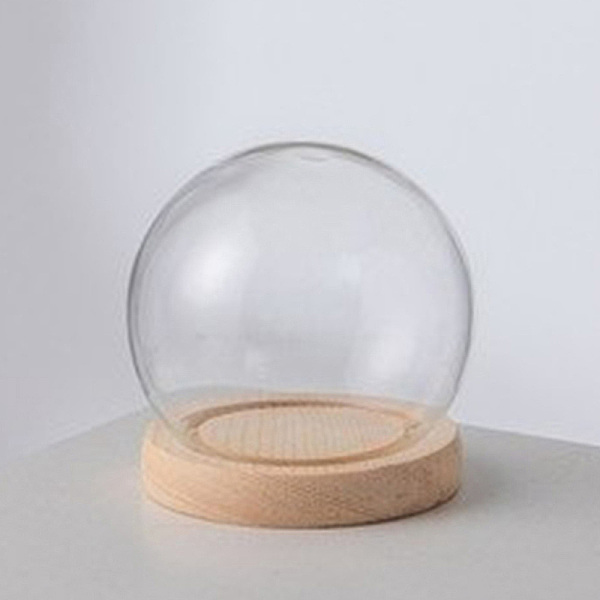 

PandaHall Round Glass Dome Cover, Decorative Display Case, Cloche Bell Jar Terrarium with Wood Base, Blanched Almond, 80x68mm, Inner...