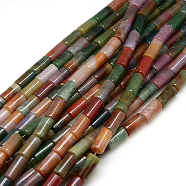 

PandaHall Natural Gemstone Indian Agate Beads Strands, Column, 16~18x8~10mm, Hole: 1.5mm, about 24pcs/strand, 15.74 inch Indian Agate Column