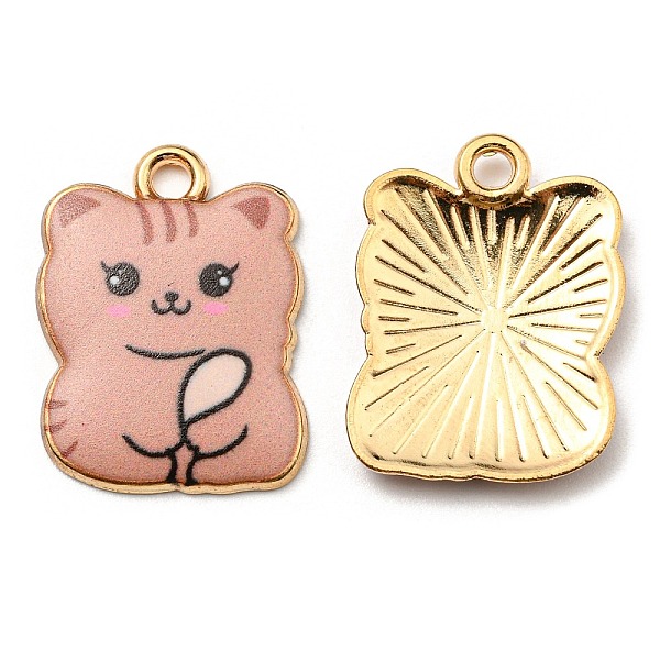 

PandaHall Printed Alloy Pendants, Golden, Cadmium Free & Nickel Free & Lead Free, Cat Shape Charms, Rosy Brown, 22x17x3mm, Hole: 2mm Alloy...
