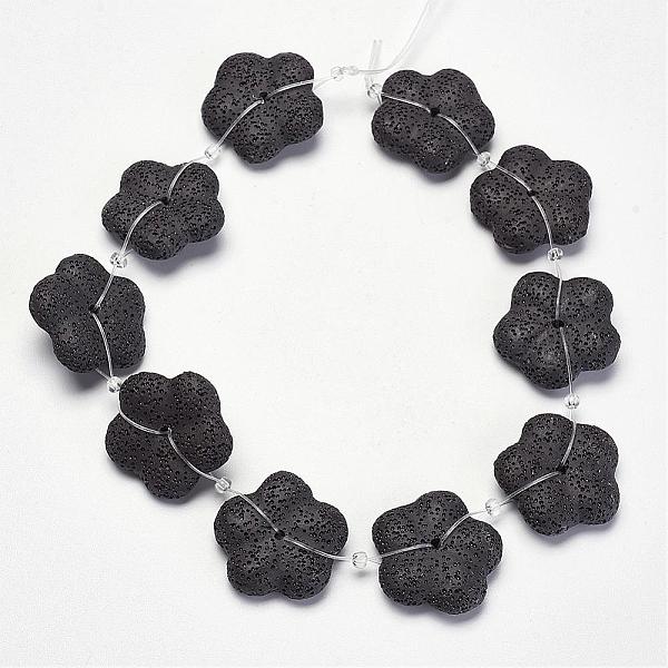 

PandaHall Natural Lava Rock Beads Strands, Dyed, Flower, Black, 32x9mm, Hole: 2mm, about 10pcs/strand, 15.3 inch(39cm) Lava Rock Flower...