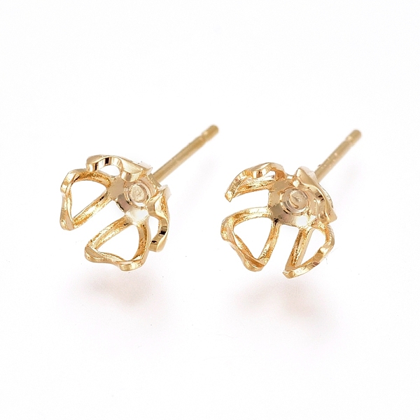

PandaHall Brass Stud Earring Findings, Flower, Real 18K Gold Plated, 14.5x7mm, Inner Diameter: 5.5mm, Pin: 0.8mm Brass Flower