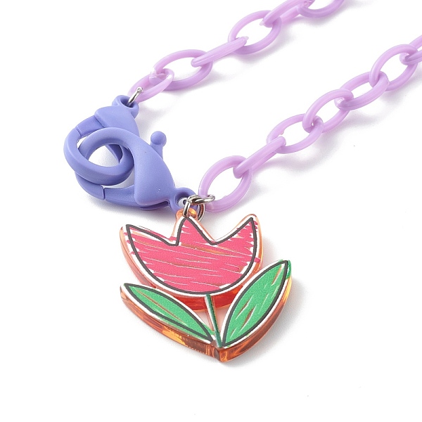 

PandaHall Transparent Acrylic Flower Pendants Necklaces, with Opaque Cable Chains, Flower, Medium Purple, 21.25 inch(54cm) Acrylic