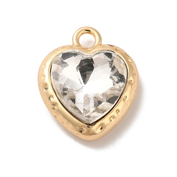 

PandaHall Rack Plating Alloy Pandants, with Glass, Nickel Free, Heart Charms, Golden, Clear, 16x13x5.5mm, Hole: 2mm Alloy+Glass Heart Clear