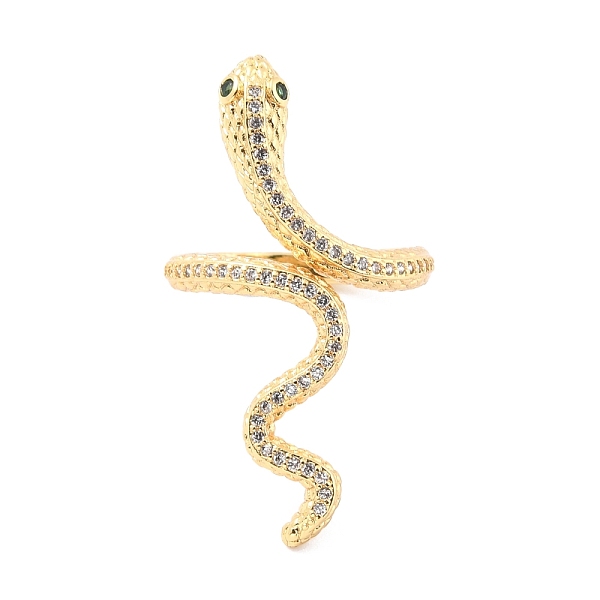 

PandaHall Brass Micro Pave Cubic Zirconia Cuff Rings, Long-Lasting Plated, Snake, Real 18K Gold Plated, US Size 6(16.5mm) Brass+Cubic..., Clear