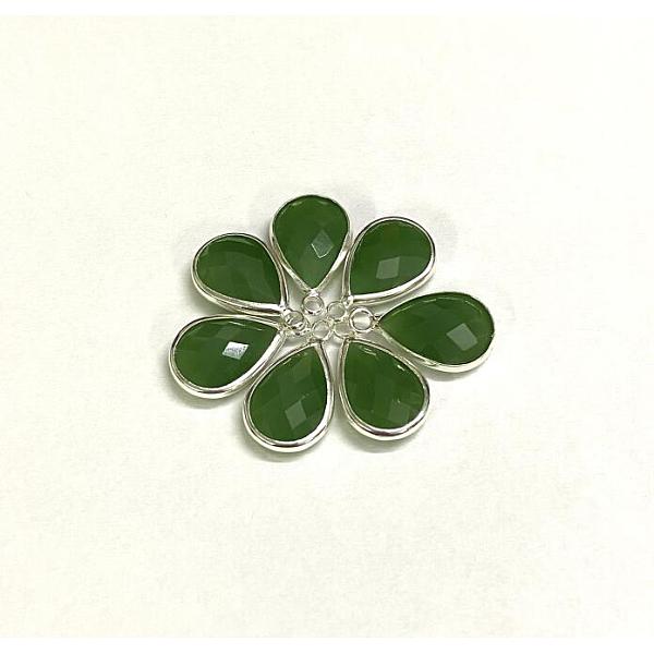 

PandaHall Silver Color Plated Brass Glass Teardrop Pendants, Faceted, Olive Drab, 18x10x5mm, Hole: 2mm Brass+Glass Teardrop Green