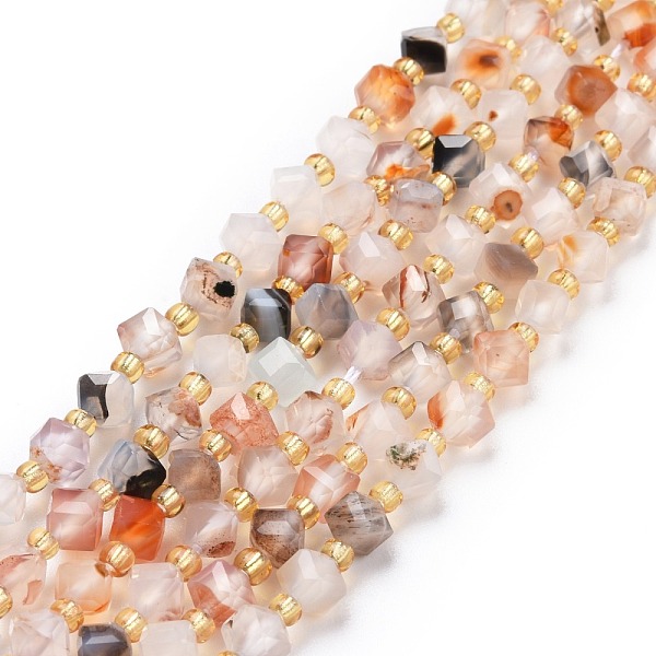 

PandaHall Natural Agate Beads Strands, with Seed Beads, Faceted, Diagonal Cube Beads, 5~6x5~6x4~5mm, Hole: 1mm, about 49~55pcs/strand...