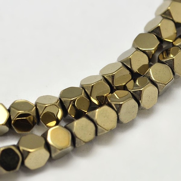 

PandaHall Electroplate Non-magnetic Synthetic Hematite Beads Strands, Faceted Cube, Smooth, Antique Bronze Plated, 3x3x3mm, Hole: 1mm, about...