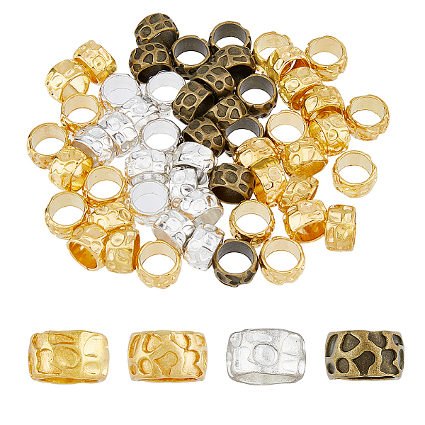 

PandaHall DICOSMETIC 80Pcs 4 Colors Barrel Loose Spacer Beads Rondelle Spacer Beads Large Hole Beads 10mm Metal Loose Beads Tibetan Style...