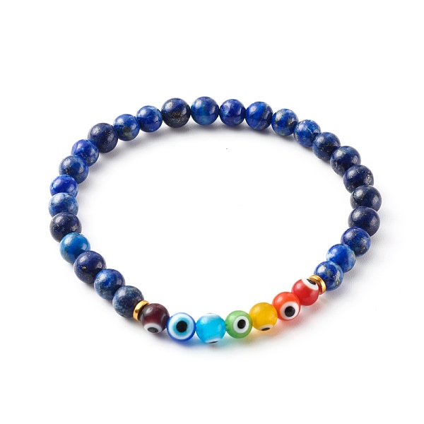 

PandaHall Chakra Jewelry, Natural Mixed Gemstone Stretch Beaded Bracelets, with Evil Eye Lampwork Beads and Synthetic Non-magnetic Hematite...