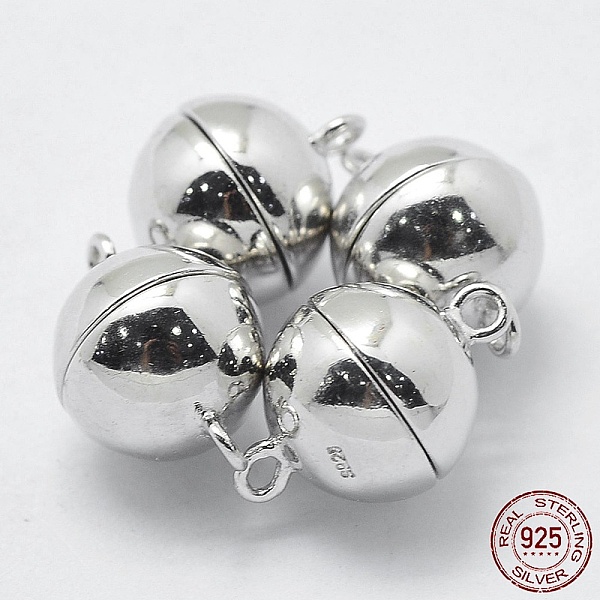

PandaHall Rhodium Plated 925 Sterling Silver Magnetic Clasps, with 925 Stamp, Round, Platinum, 16.5x12mm, Hole: 1mm Sterling Silver Round