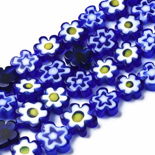 

PandaHall Handmade Millefiori Glass Bead Strands, Flower, Blue, 7.5~9x3mm, Hole: 1mm, about 55~57pcs/strand, 15.55 inch~15.94 inch...