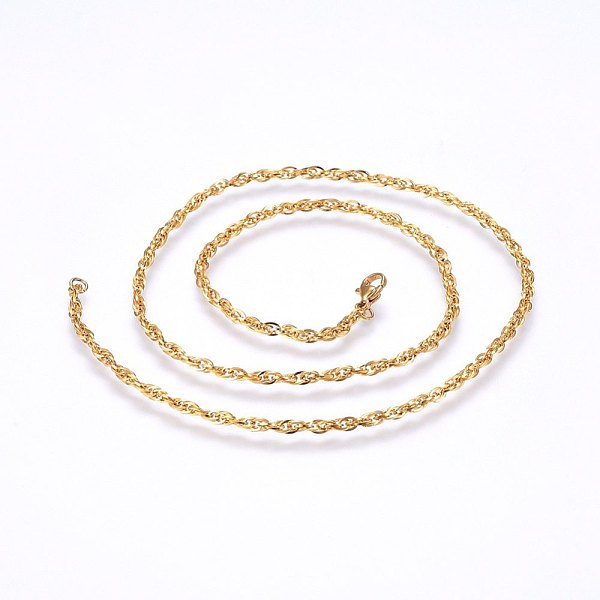 

PandaHall 304 Stainless Steel Rope Chain Necklaces, with Lobster Claw Clasps, Golden, 17.7 inch(45cm), 1.7mm 304 Stainless Steel