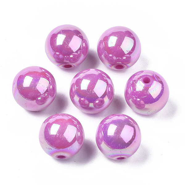 

PandaHall Opaque Acrylic Beads, AB Color Plated, Round, Orchid, 20x19mm, Hole: 2~3mm Acrylic Round Purple