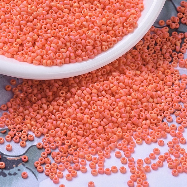 

PandaHall MIYUKI Round Rocailles Beads, Japanese Seed Beads, 11/0, (RR406FR) Matte Opaque Orange AB, 2x1.3mm, Hole: 0.8mm, about 1111pcs/10g...