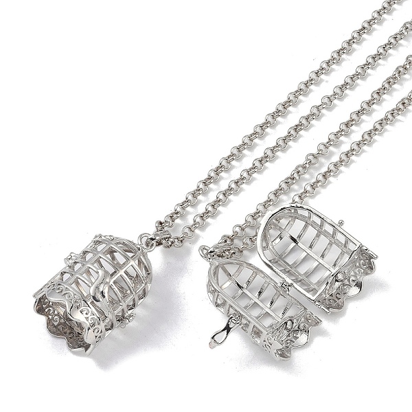 

PandaHall Brass Pendant Necklaces, Iron Rolo Chains, Birdcage, Platinum, 32.60 inch(828mm) Brass Others