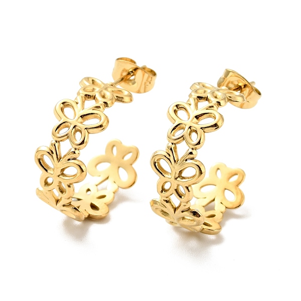 

PandaHall Ion Plating(IP) 304 Stainless Steel Butterfly Wrap Stud Earrings, Half Hoop Earrings for Women, Golden, 19x25x8mm, Pin: 0.8mm 304...