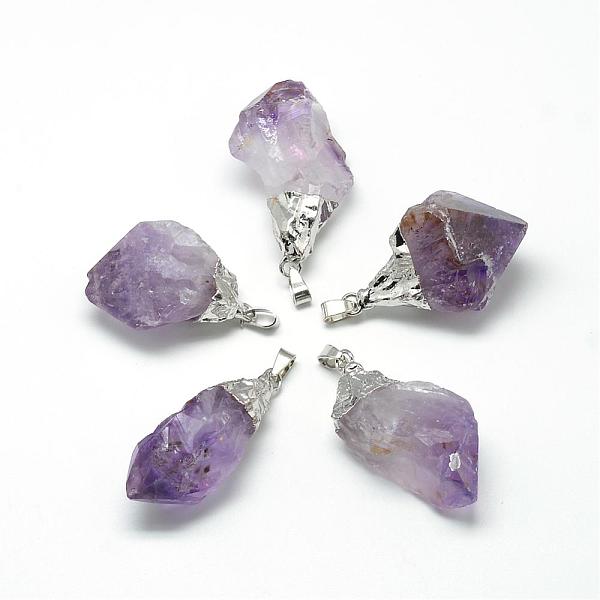 

PandaHall Natural Amethyst Pendants, with Brass Findings, Nuggets, 35~55x20~40x10~30mm, Hole: 7x4mm Amethyst Nuggets
