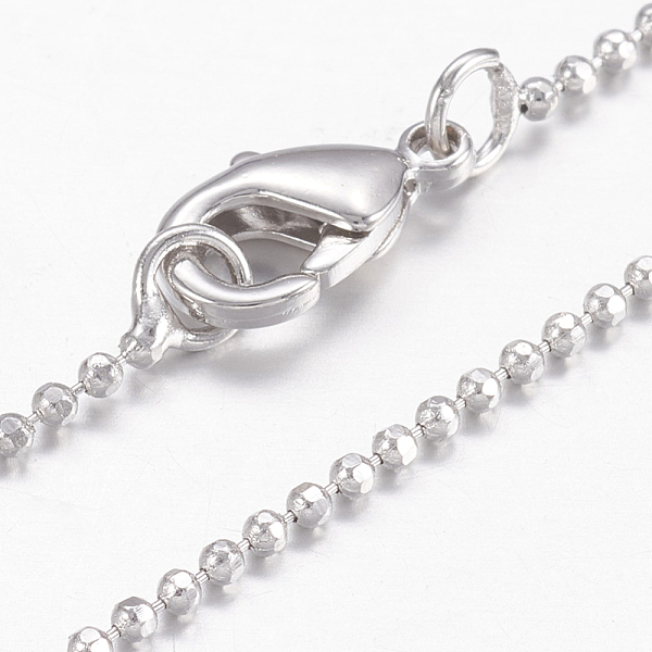 

PandaHall Brass Ball Chain Necklaces, with Lobster Claw Clasps, Real Platinum Plated, 17.5 inch(44.5cm) Brass