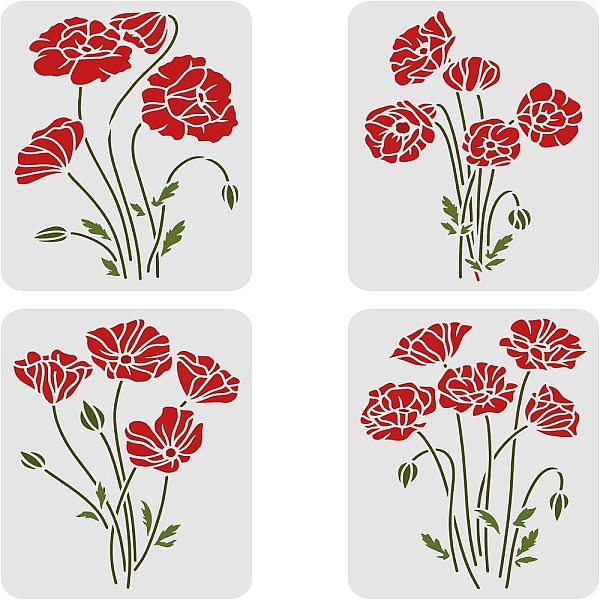 

PandaHall FINGERINSPIRE 4PCS Flower Bouquet Stencil 29.7x21cm Large Wall Stencil Wildflower Stencils Bouquet Painting Stencils, Plastic...