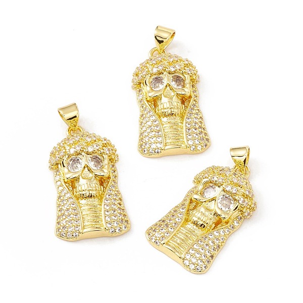 

PandaHall Rack Plating Brass Micro Pave Clear Cubic Zirconia Pendants, Long-Lasting Plated, Cadmium Free & Lead Free, Pharaoh, Real 18K Gold...