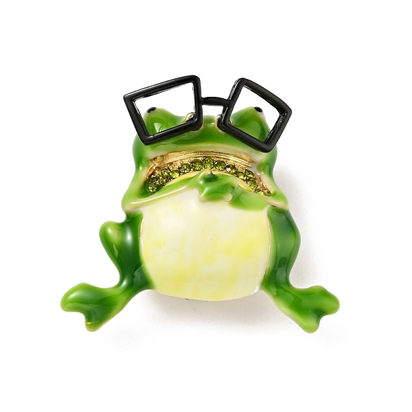 

PandaHall Frog with Glasses Enamel Pin with Rhinestone, Light Gold Alloy Cartoon Badge for Backpack Clothes, Green, 35x38.5x16.8mm...