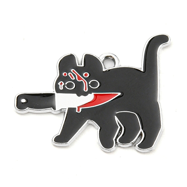 

PandaHall Platinum Plated Alloy Enamel Pendants, Cat with Knife, 22.5x27x1.2mm, Hole: 1.6mm Alloy+Enamel Cat Shape