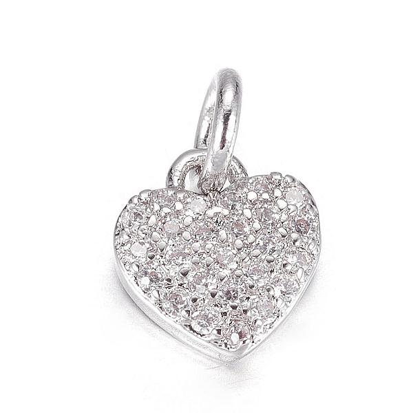 

PandaHall Brass Micro Pave Cubic Zirconia Charms, Heart, Platinum, 9x8x2mm, Hole: 3mm Brass+Cubic Zirconia Heart